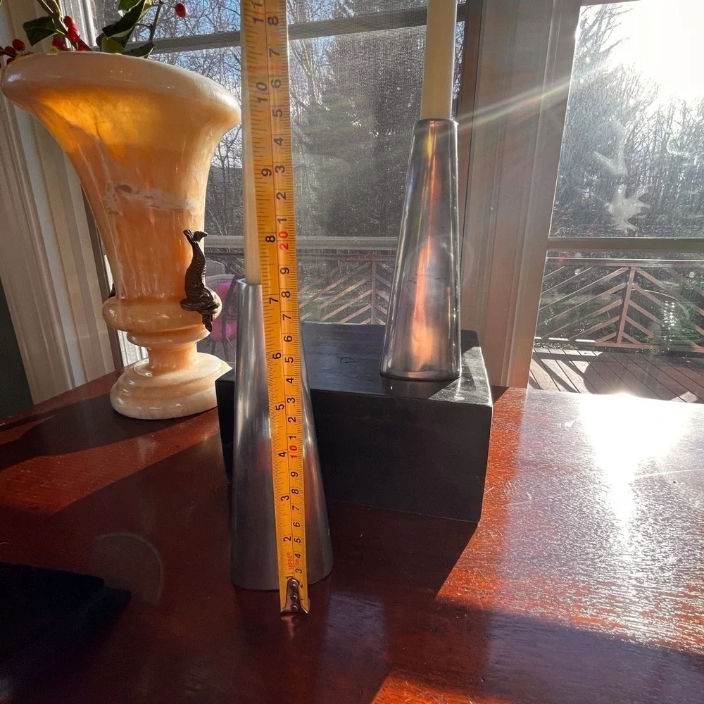 Vintage modern minimalist aluminum candle holders